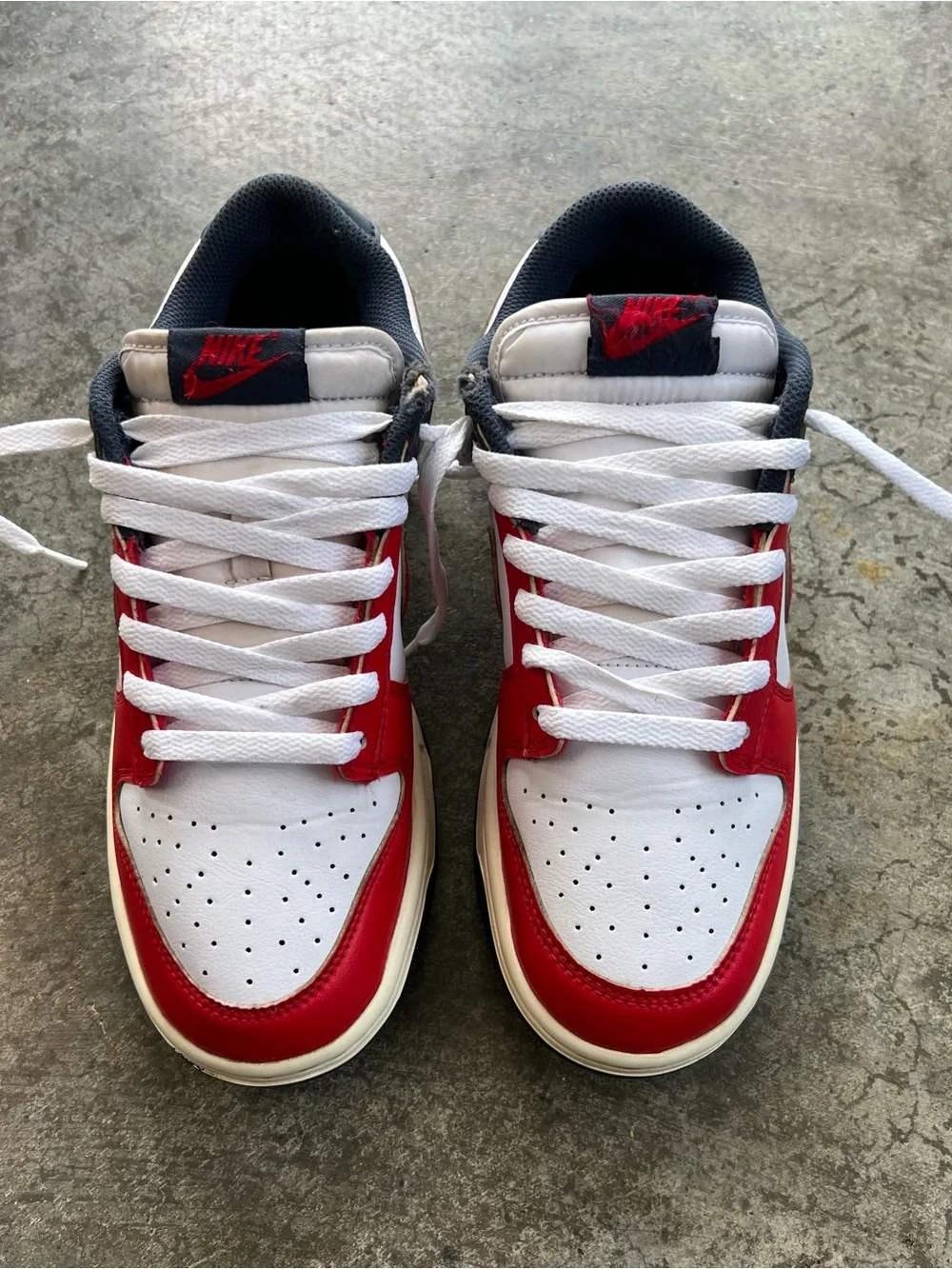 Nike Dunk Low Bright Crimson Obsidian Men’s 7 Women’s 8.5 Red White Blue 🇺🇸